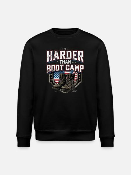 Army Mama Harder Than Boot Camp - Stanley/Stella ROLLER Unisex Organic Sweatshirt - black
