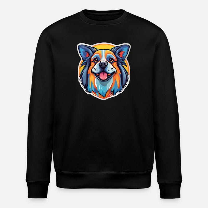 Regenbogenhund-Lächeln - Stanley/Stella Unisex Bio-Sweatshirt ROLLER - Schwarz
