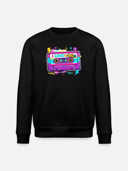 I Love 90s Cassette Graphic - Stanley/Stella ROLLER Unisex Organic Sweatshirt - black