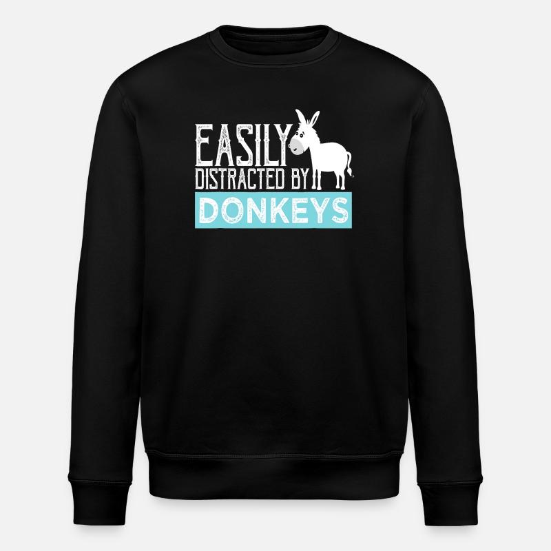 Easily Distracted by Donkeys - Stanley/Stella ROLLER Unisex Organic Sweatshirt - black