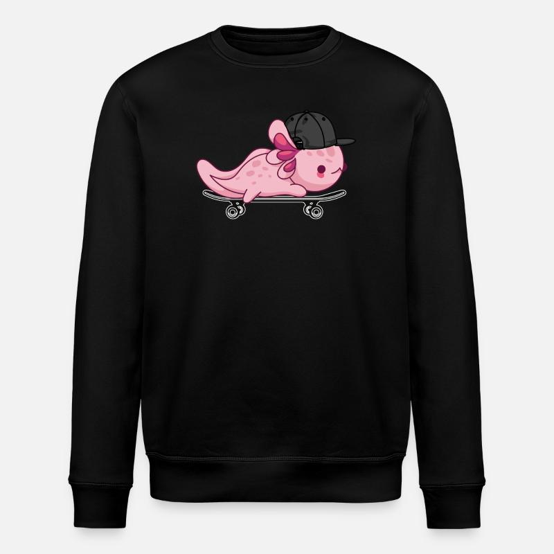 Cool Axolotl Skateboarding - Kawaii Style - Stanley/Stella ROLLER Unisex Organic Sweatshirt - black