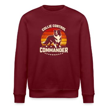 Collie Commando | Border Collie Retro - Stanley/Stella ROLLER Unisex Organic Sweatshirt - burgundy - Front - Nik (191cm)