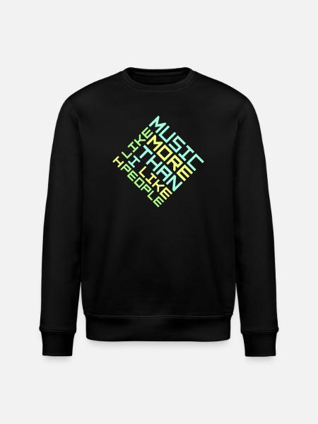 Ik hou meer van muziek dan van mensen Lustig Musik - Stanley/Stella Uniseks bio-sweatshirt ROLLER - zwart