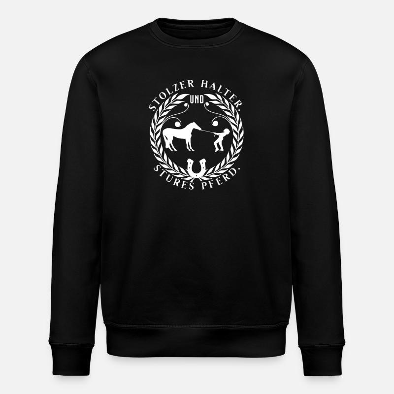 stolzer besitzer und stures pferd - Stanley/Stella Unisex Bio-Sweatshirt ROLLER - Schwarz