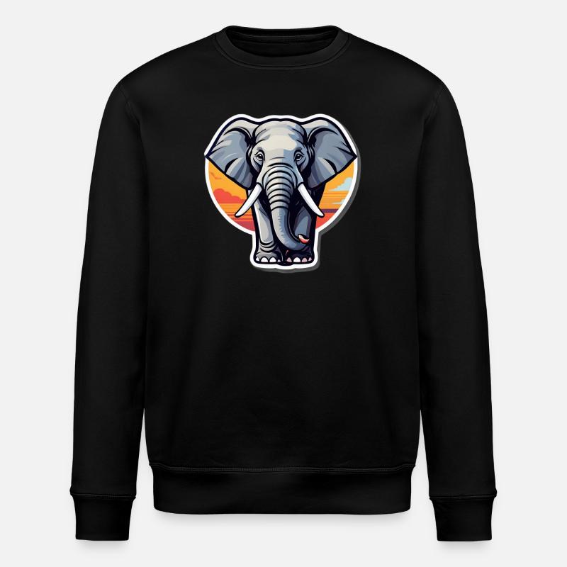 Elephant Sunset Decal - Stanley/Stella ROLLER Unisex Organic Sweatshirt - black