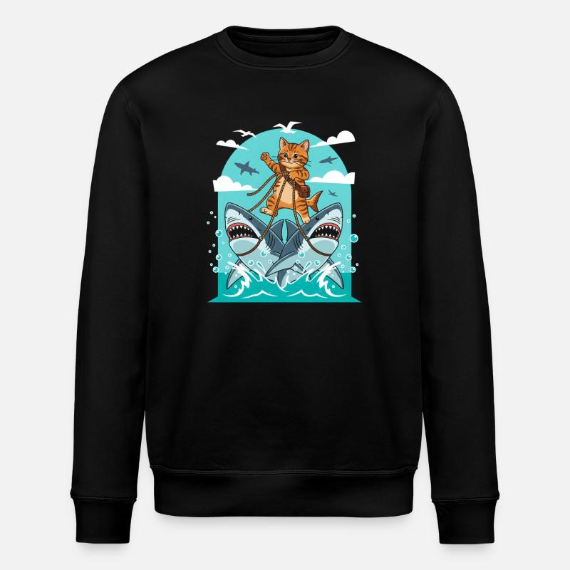 Chatons sur des aventures de requins - Sweat bio ROLLER Stanley/Stella Unisexe - noir