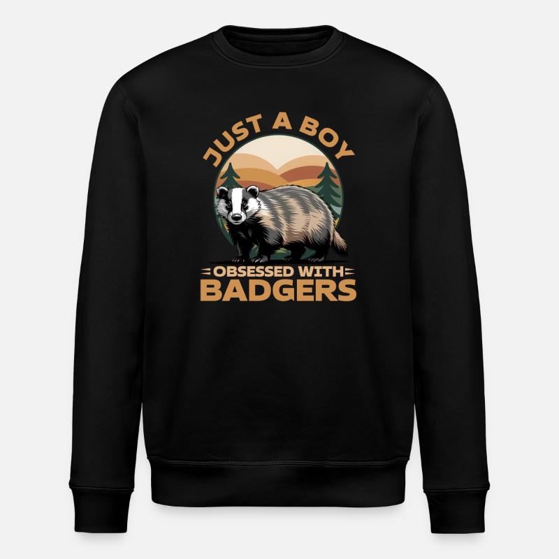 Funny Animal Badger - Stanley/Stella Unisex Bio-Sweatshirt ROLLER - Schwarz