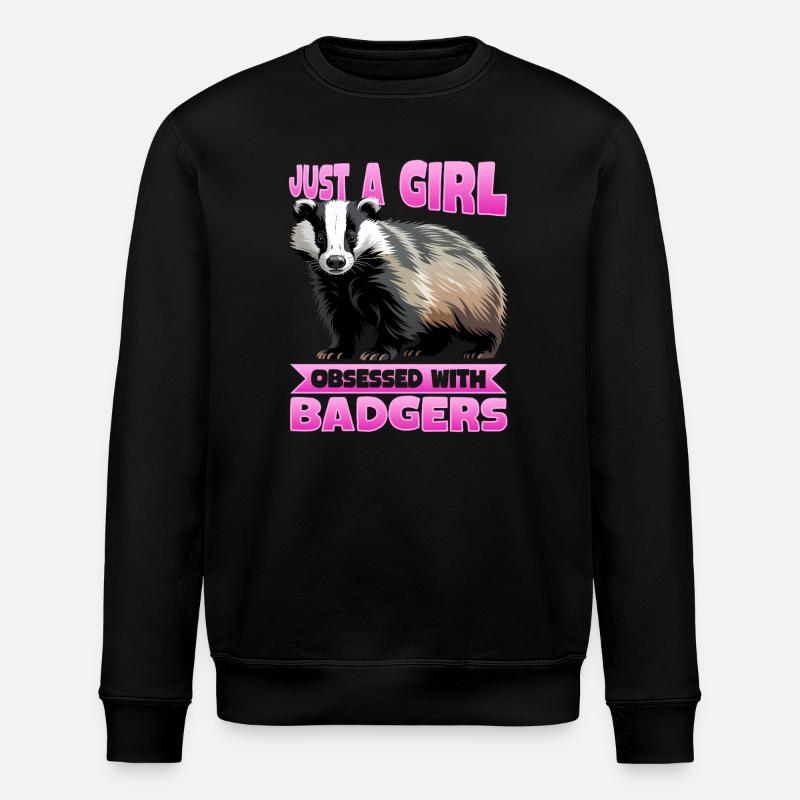 Funny Animal Badger - Stanley/Stella Unisex Bio-Sweatshirt ROLLER - Schwarz