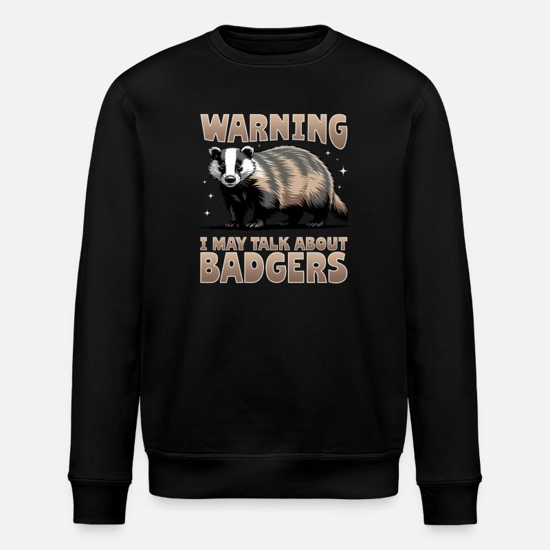 Funny Animal Badger - Stanley/Stella ROLLER Unisex Organic Sweatshirt - black