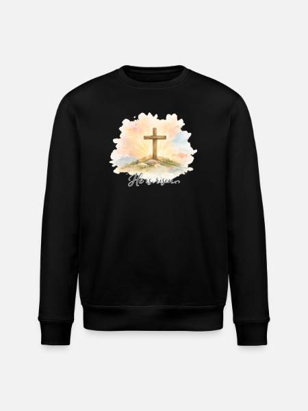 Resurrection He is Risen Easter Jesus - Stanley/Stella ROLLER Unisex Organic Sweatshirt - black