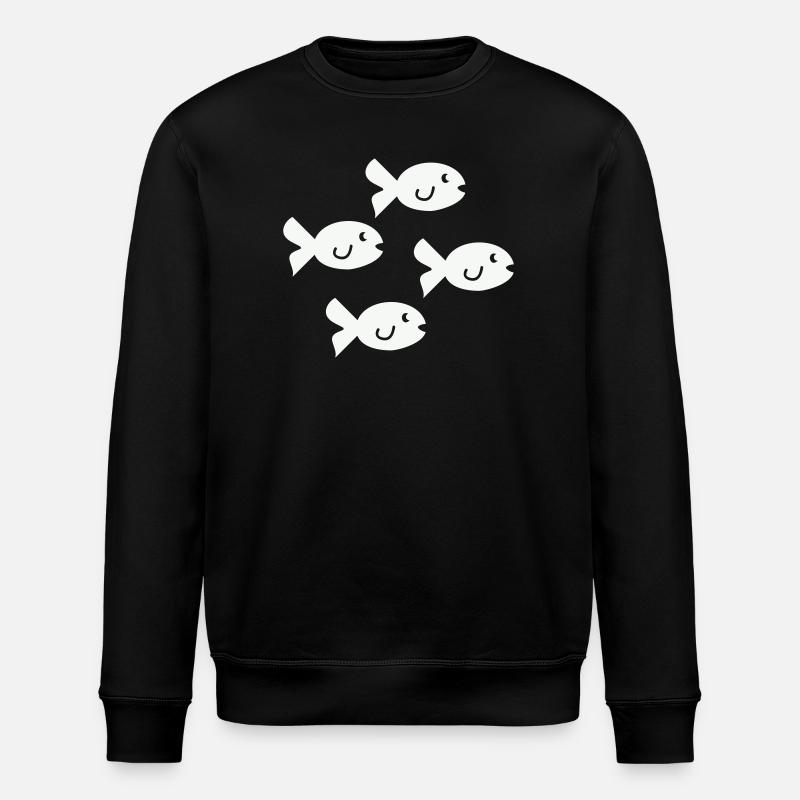 Four Friendly Little Fish - Stanley/Stella ROLLER Unisex Organic Sweatshirt - black
