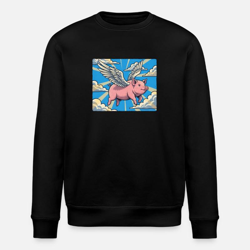 Pig flight in the cloud beam - Stanley/Stella ROLLER Unisex Organic Sweatshirt - black