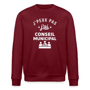 J’peux pas j’ai Conseil Municipal - Sweat bio ROLLER Stanley/Stella Unisexe - bordeaux - Devant - Nik (191cm)