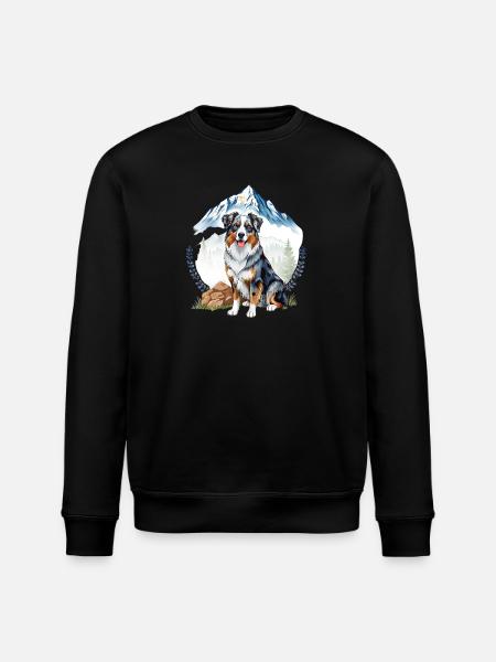 Aussie Dog Landscape Nature Illustration - Stanley/Stella ROLLER Unisex Organic Sweatshirt - black