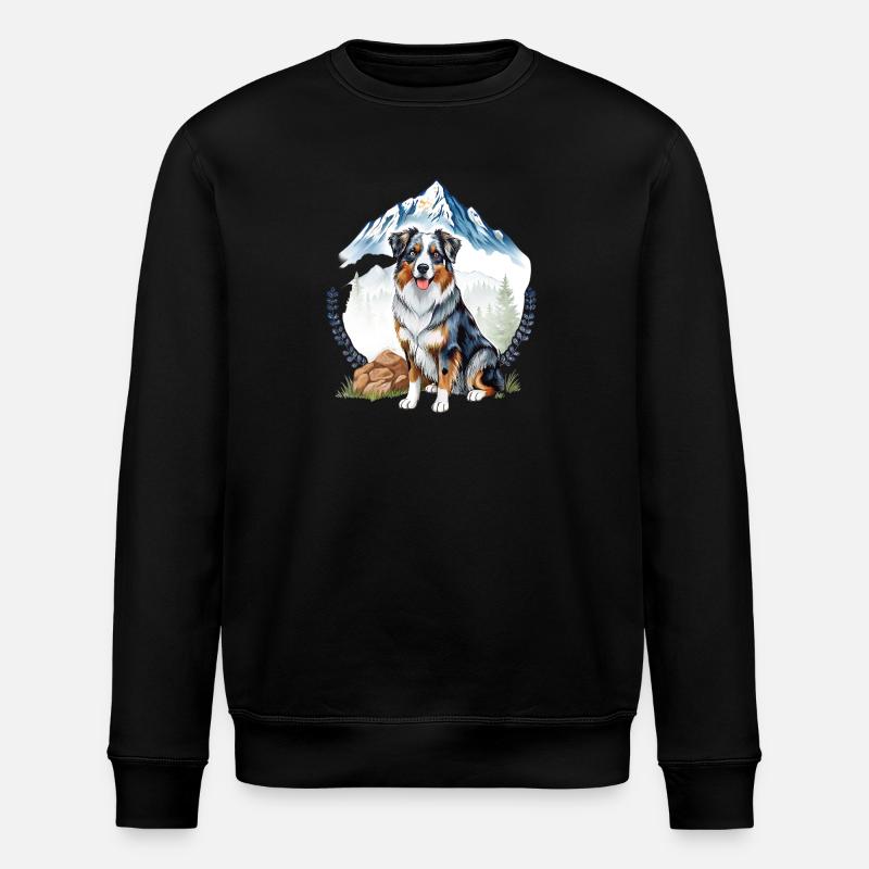 Aussie Dog Landscape Nature Illustration - Stanley/Stella ROLLER Unisex Organic Sweatshirt - black