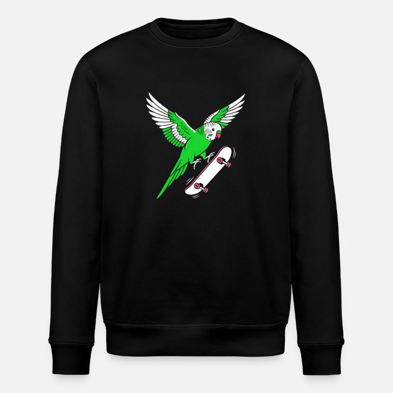 Dessin animé du Perroquet Vert - Sweat bio ROLLER Stanley/Stella Unisexe - noir