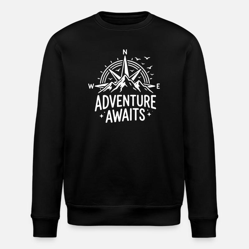 Adventure Awaits Mountain Compass - Stanley/Stella ROLLER Unisex Organic Sweatshirt - black