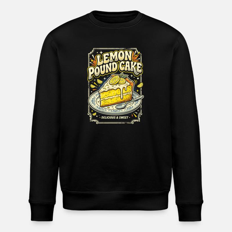 Lemon pound cake illustration - Stanley/Stella ROLLER Unisex Organic Sweatshirt - black