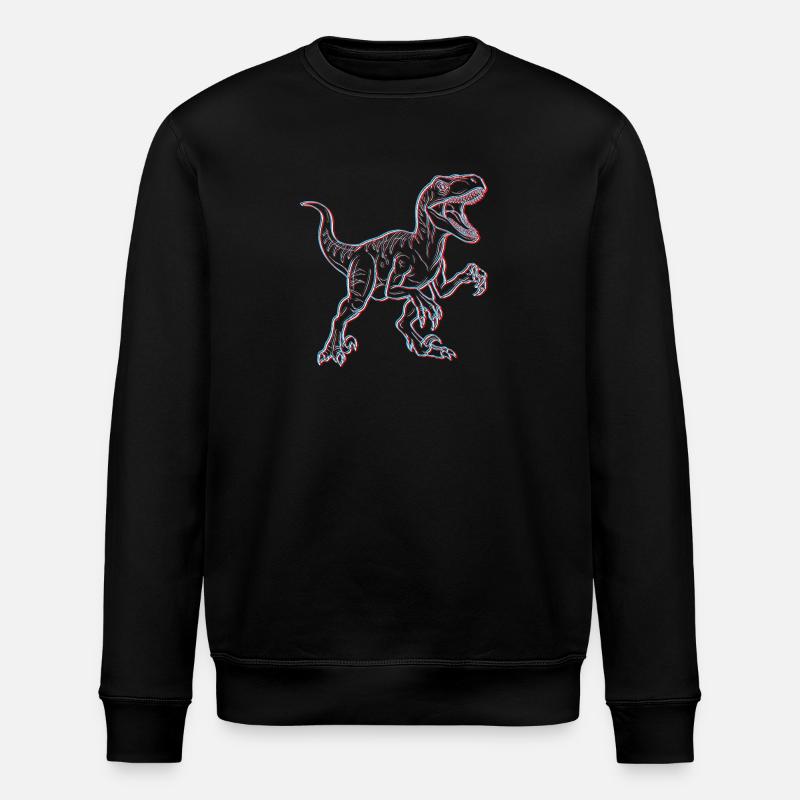 Neon Dinosaur 3D Skeleton - Stanley/Stella ROLLER Unisex Organic Sweatshirt - black