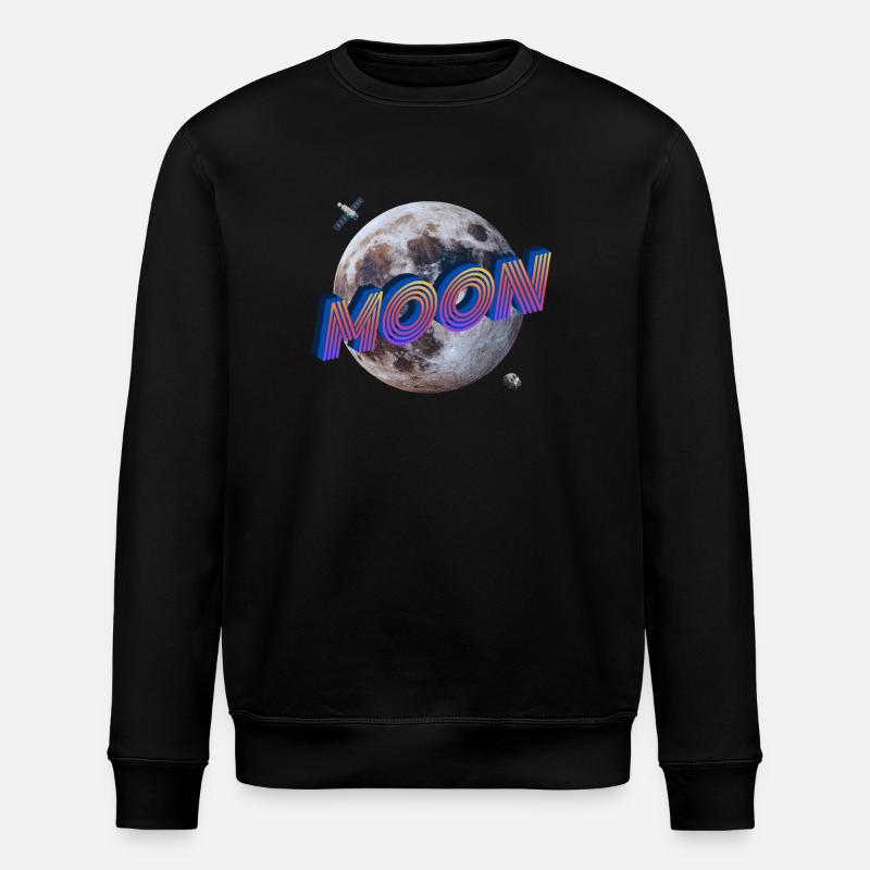 Moon - Outer Space Series - Stanley/Stella ROLLER Unisex Organic Sweatshirt - black