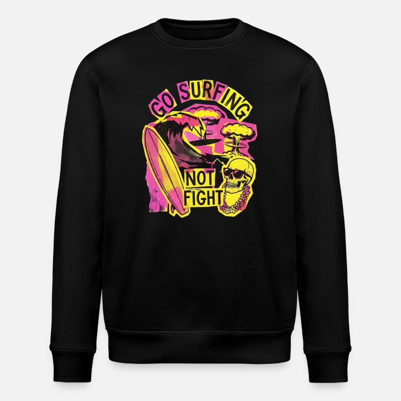 Surfen Gegen Krieg Freiheit - Stanley/Stella Unisex Bio-Sweatshirt ROLLER - Schwarz