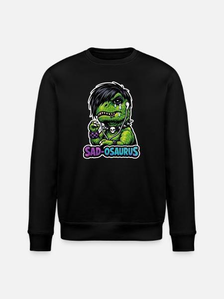 Emo Dinosaur, Sad Dino, Emotional - Stanley/Stella ROLLER Unisex Organic Sweatshirt - black
