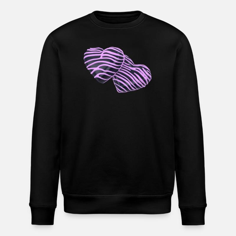 Pink Hearts auf Schwarz - Stanley/Stella Unisex Bio-Sweatshirt ROLLER - Schwarz