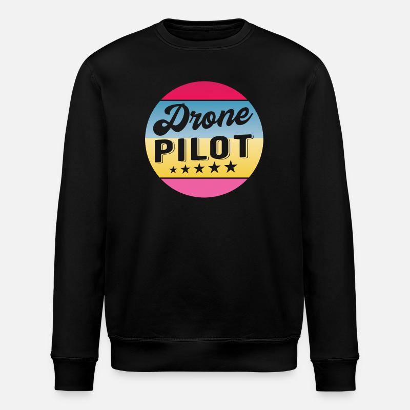 Drone Pilot Drohnenpilot Gradient Badge - Stanley/Stella ROLLER Unisex Organic Sweatshirt - black