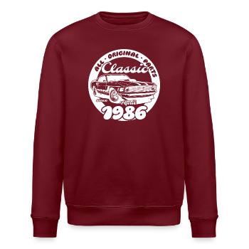 40. Geburtstag - Klassiker Musclecar 04/1986 - Stanley/Stella Unisex Bio-Sweatshirt ROLLER - Burgunderrot - Vorne - Nik (191cm)