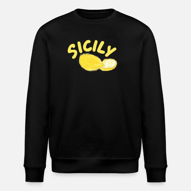 Sicily Lemons Illustration - Sicily - Stanley/Stella ROLLER Unisex Organic Sweatshirt - black