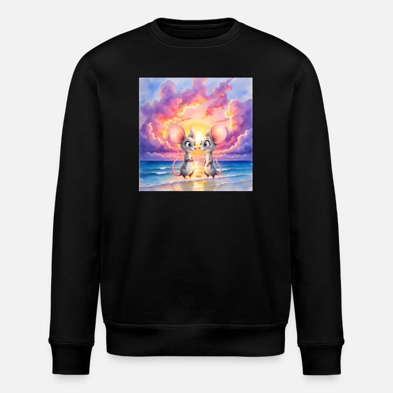 Little mice at sunset on the beach - Stanley/Stella ROLLER Unisex Organic Sweatshirt - black