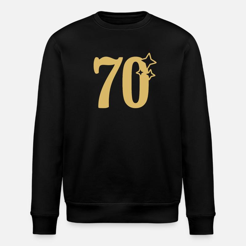 70th Birthday 70th Anniversary Gold Star - Stanley/Stella ROLLER Unisex Organic Sweatshirt - black