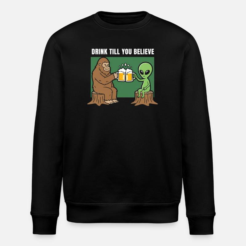 Prost mit Alien und Sasquatch - Stanley/Stella Unisex Bio-Sweatshirt ROLLER - Schwarz