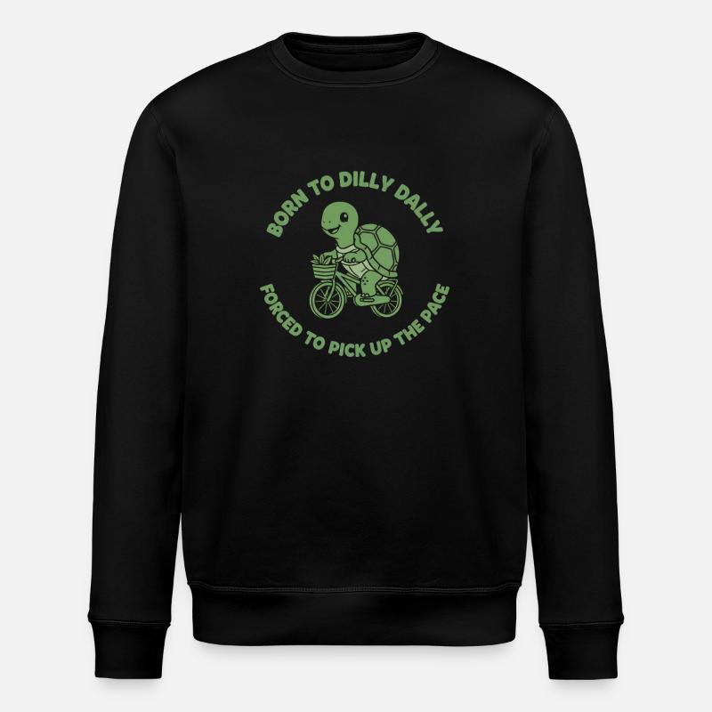 Turtle on Bicycle Decelerated Style - Stanley/Stella ROLLER Unisex Organic Sweatshirt - black