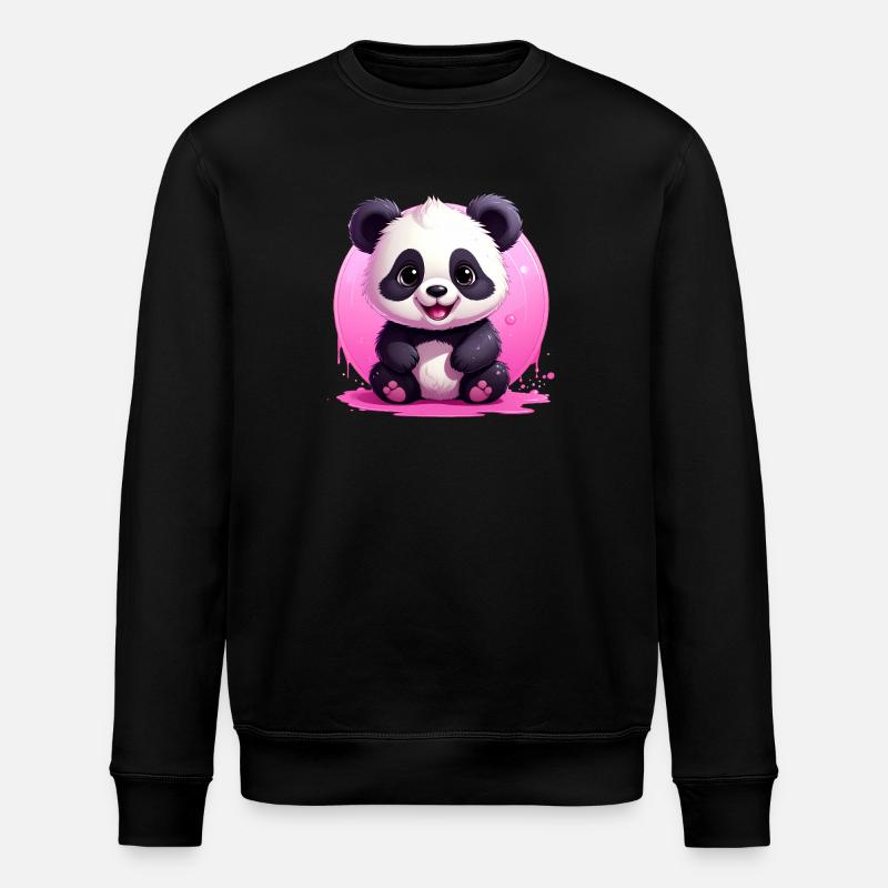 Niedlicher Panda - Stanley/Stella Unisex Bio-Sweatshirt ROLLER - Schwarz
