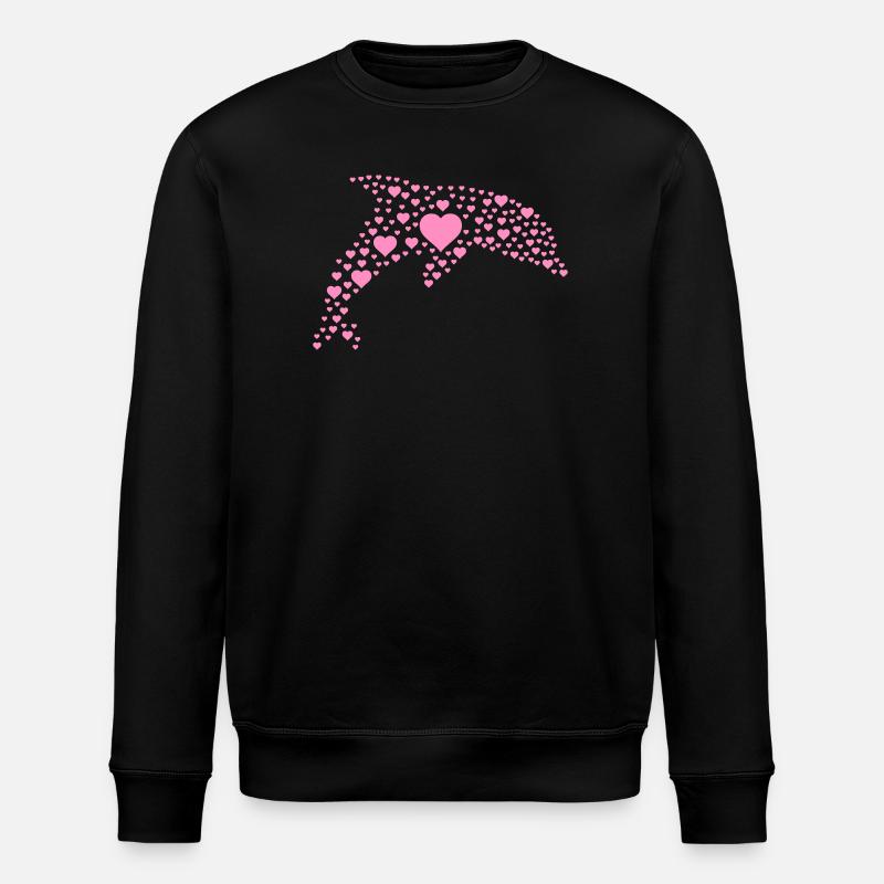 Dolphin with small hearts - Stanley/Stella ROLLER Unisex Organic Sweatshirt - black