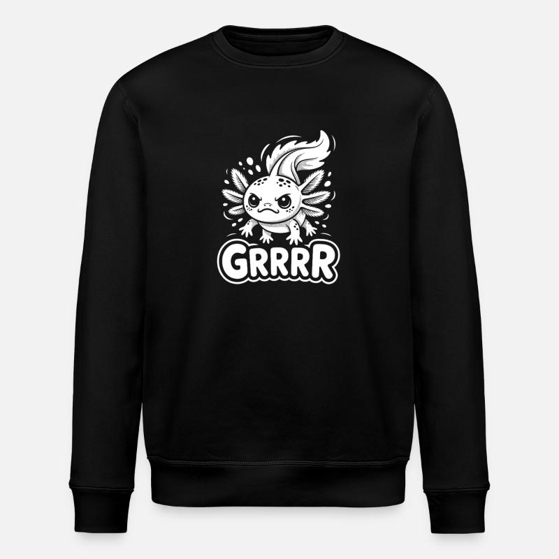 Grump Axolotl - Stanley/Stella ROLLER Unisex Organic Sweatshirt - black