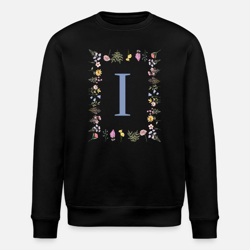 Florale Initial "I" Blumenmonogramm - Stanley/Stella Unisex Bio-Sweatshirt ROLLER - Schwarz