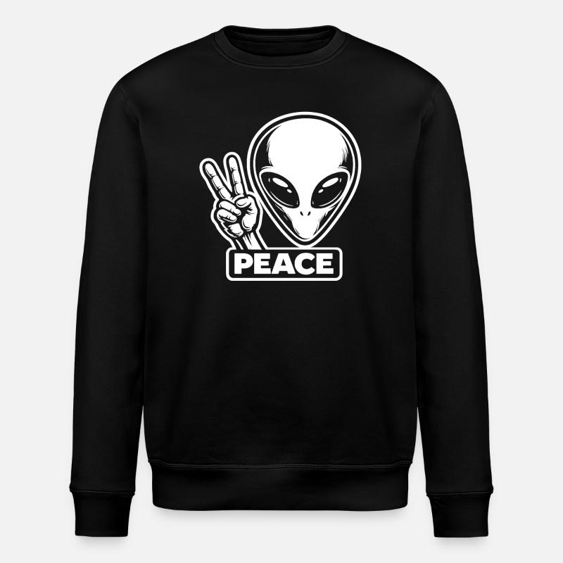 Alien Peace Peace on Earth - Stanley/Stella ROLLER Unisex Organic Sweatshirt - black