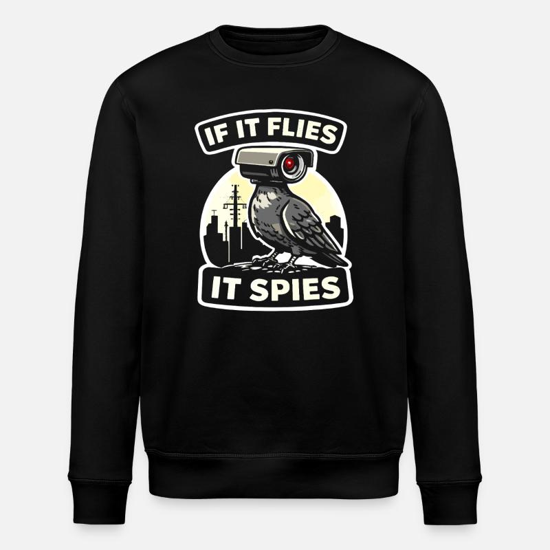 Raven with Camera Spy Design - Stanley/Stella ROLLER Unisex Organic Sweatshirt - black
