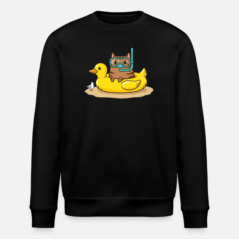 Chat plongeant sur canard en caoutchouc - Sweat bio ROLLER Stanley/Stella Unisexe - noir
