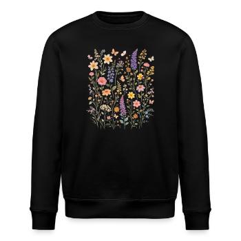 Wildflowers Flowers Flowers Natural Botanical Garden - Stanley/Stella ROLLER Unisex Organic Sweatshirt - black - Front - Nik (191cm)