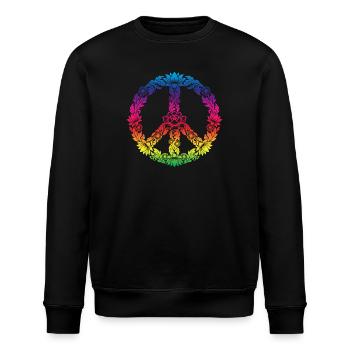 Peace Zeichen Blumen Floral Boho Style - Stanley/Stella Unisex Bio-Sweatshirt ROLLER - Schwarz - Vorne - Nik (191cm)