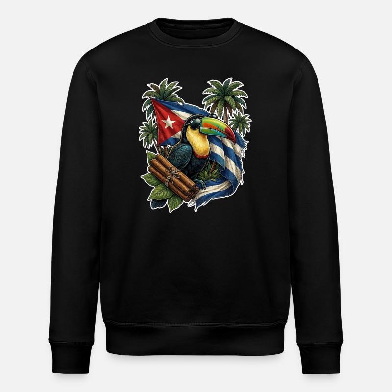 Cuba Toucan Cigar - Stanley/Stella ROLLER Unisex Organic Sweatshirt - black