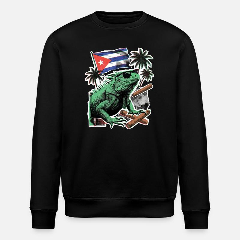 Kuba Chamäleon Palmen - Stanley/Stella Unisex Bio-Sweatshirt ROLLER - Schwarz