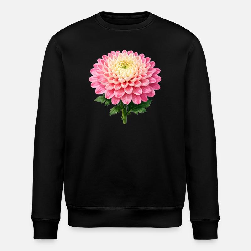 Pink Chrysanthemum Bloom - Stanley/Stella ROLLER Unisex Organic Sweatshirt - black