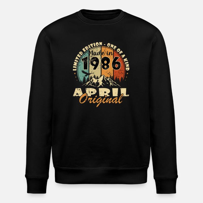 April 1986 Birthday Gift - Stanley/Stella ROLLER Unisex Organic Sweatshirt - black