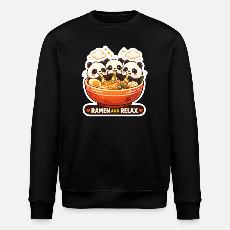Panda Ramen & Relax Trio - Stanley/Stella ROLLER Unisex Organic Sweatshirt - black