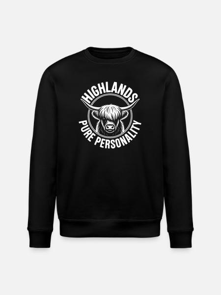 Highland Cow Circle Logo - Stanley/Stella ROLLER Unisex Organic Sweatshirt - black