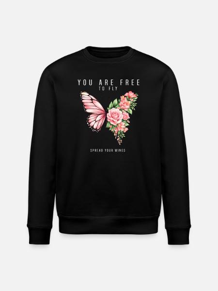 Inspiring butterfly fan graphic - Stanley/Stella ROLLER Unisex Organic Sweatshirt - black